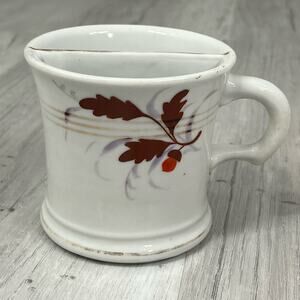 Antique Excelsior Hand Painted Porcelain Oak Leaf Acorn Shaving Scuttle Mug